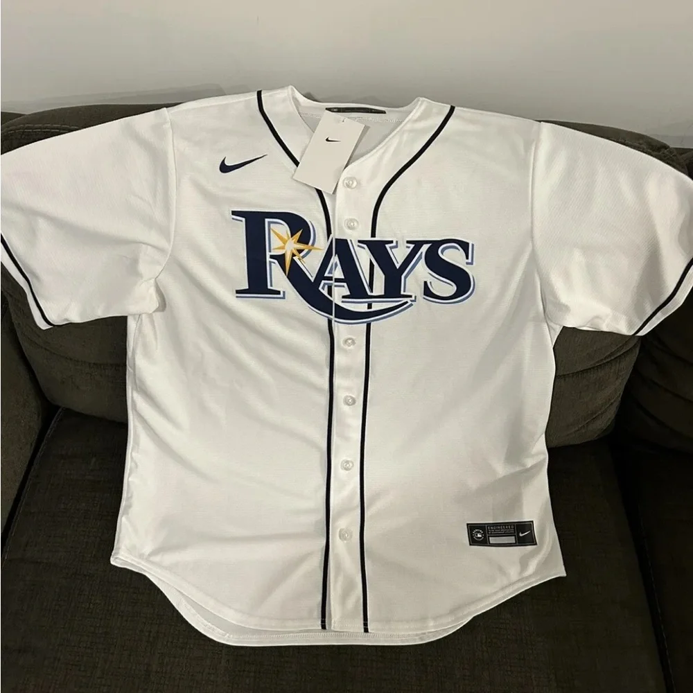 Nike Authentic Tampa Bay Rays MLB Baseball White Home Jersey Men's Sz: Large